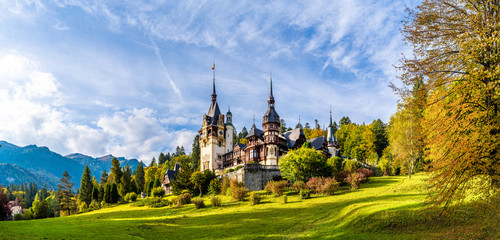 Landscape with Peles castle, Sinaia, Romania