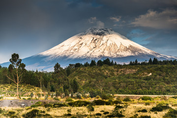 Diverse central landscape with mountains of valleys and canyons in South America of Ecuador