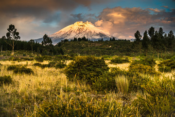Diverse central landscape with mountains of valleys and canyons in South America of Ecuador