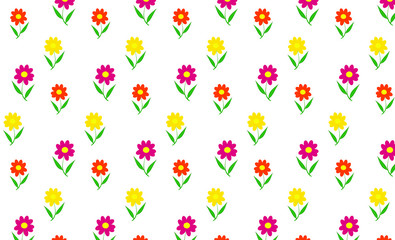 Fototapeta na wymiar Vector seamless pattern with flowers three color.