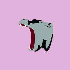 Obraz premium Cartoon animal, hippo face. Flat design.Vector Illustration
