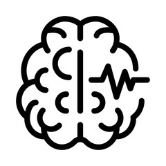 Brain Impulse Icon Vector. Outline Brain Impulse Sign. Isolated Contour Symbol Illustration