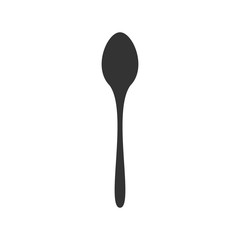 Spoon black icon silhouette isolated on white background. Vector illustration