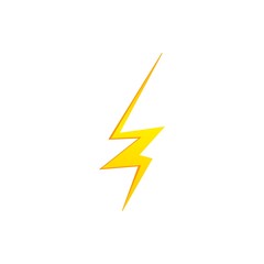 Lighting thunder bolt flash yellow icon set in flat style isolated on white background. Vector illustration