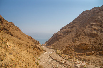 View over Dead Sea from the hills of Judaean Desert, Israel