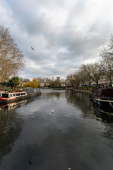 Little Venice in London, Paddington on a winter day