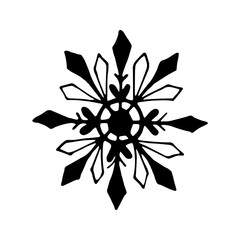 Obraz premium Single hand drawn snowflake. Doodle vector illustration. Winter element for greeting cards, posters, stickers and seasonal design. Isolated on white background