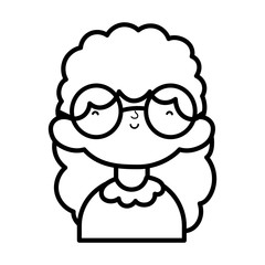 cute little girl happy cartoon character thick line