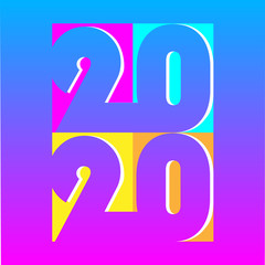 2020 New Year colorful banner template. Vector illustration.
