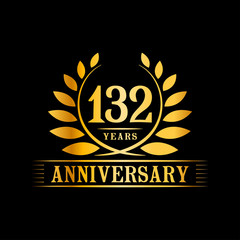 132 years logo design template. Anniversary vector and illustration template.