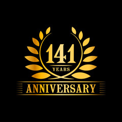 141 years logo design template. Anniversary vector and illustration template.