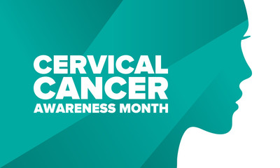 Cervical Cancer Awareness Month. Celebrate annual in January. Woman healthcare. Girl solidarity. Cancer prevention. Female disease. Medical healthcare concept. Poster, banner and background. Vector