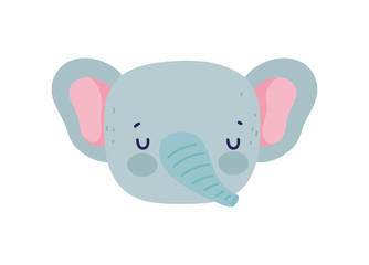 cute elephant head animal wildlife cartoon