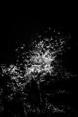 Transparent polypropylene granules plastic pellets material on black background