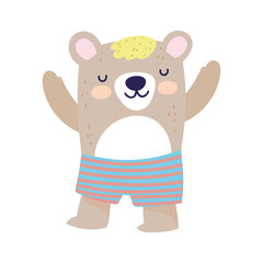 baby shower cute bear with short pants cartoon