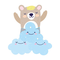 Obraz na płótnie Canvas baby shower cute bear clouds heart love decoration cartoon