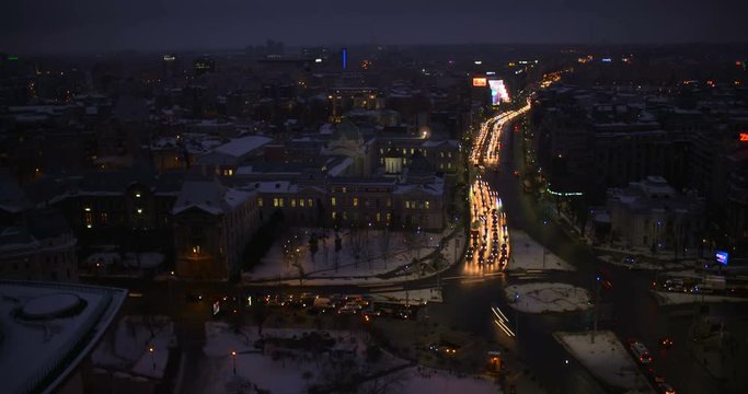 Bucharest City Center Skyline Time Lapse In Rush Hour