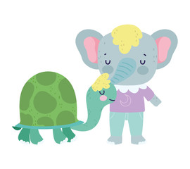 baby shower cute elephant and turtle cartoon