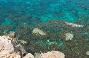 Boulder in sea