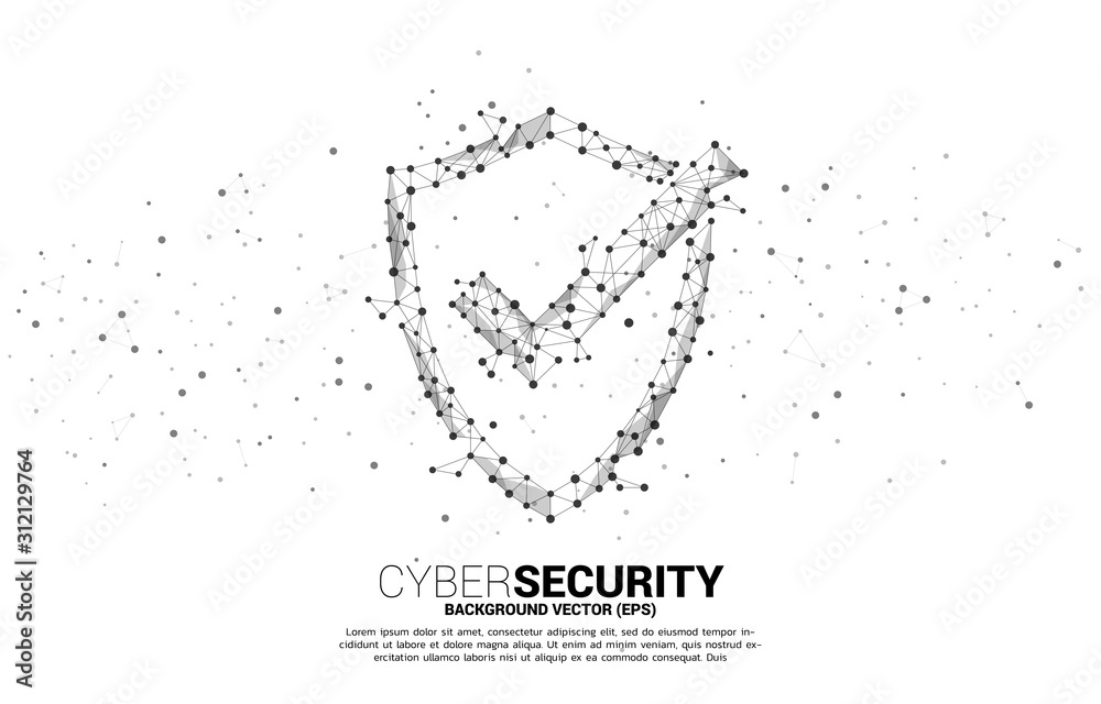 Aufkleber Protection shield with checked mark icon from dot connect line polygon network. concept of guard security and safety