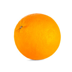Single orange fruit isolated on white background.