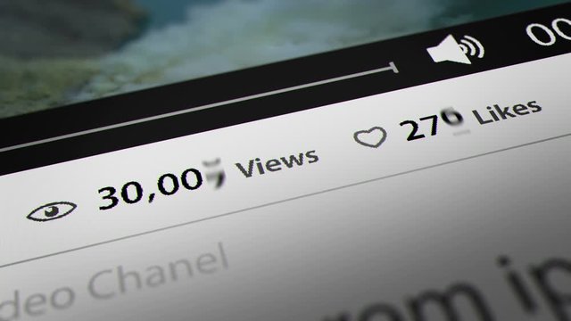Live Streaming on Social Media Concept. Video Counter Quickly Increasing Like and Views