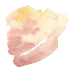 Watercolor hand painted abstract spread color stain illustration texture on white background