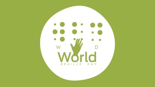 World braille day in motion graphic,  disability, world, blind, banner, illustration, day, braille, communication, vector, blindness, 4, disabled, help, read, visual, annual, dot, education, sight, ab