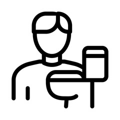 Man And Toilet Icon Vector. Outline Man And Toilet Sign. Isolated Contour Symbol Illustration