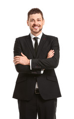 Handsome businessman on white background