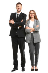 Portrait of business people on white background