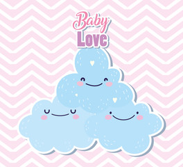 baby shower cute clouds heart love decoration cartoon