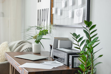 Comfortable workplace in modern room