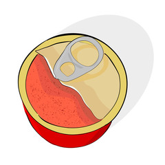 Simple Vector, hand draw sketch of Blank Cylinder corned beef can, isolated on white