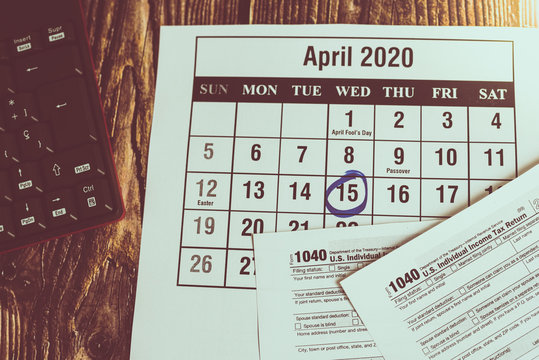 Tax Payment Day, Marked On A Calendar On April 15, 2020