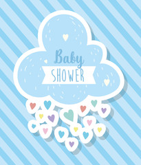 baby shower cute cloud with rain of hearts