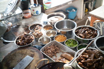 Traditional duck noodle with soup chinese food in local restaurant