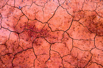 Perched dry red soil with cracked surface.