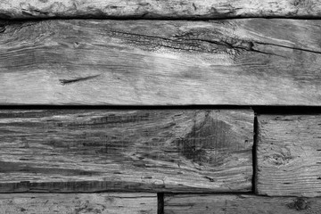 closeup of old wood background texture in black and white