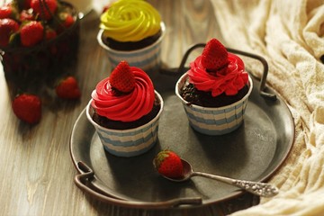 strawberry cupcake on a plate