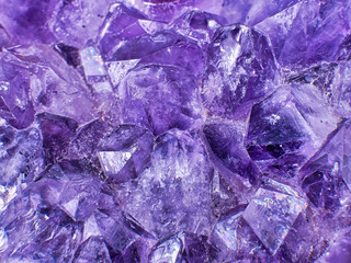 Close-up of amethyst geode, macro, purple