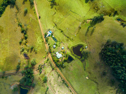 Aerial Views Over Australian Farm Landscape