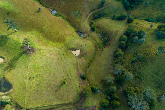 Aerial Views Over Australian Farm Landscape