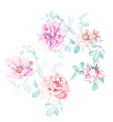 Elegant purple watercolor flower illustration