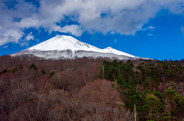 Mt. Fuji framed with rolling clouds