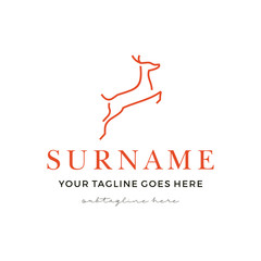 Abstract Animal deer jump coffee bean cafe shop logo design vector illustration icon custom logo design north forest