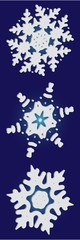 Cute snowflake with shadow on blue background.