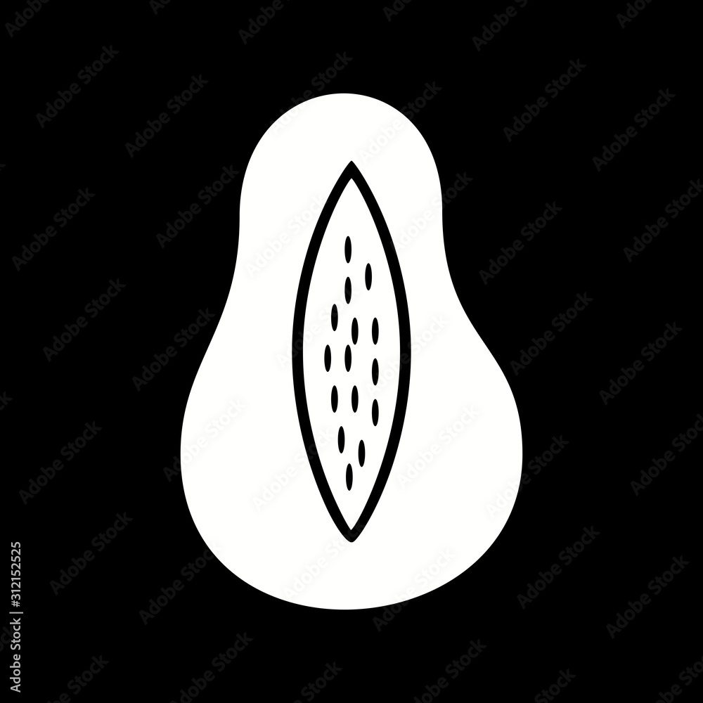 Poster unique papaya vector glyph icon