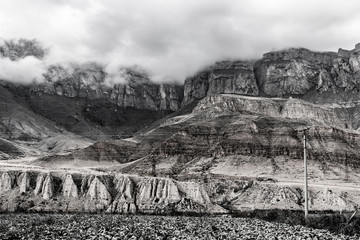 Mountains covered with clouds  in dramatic style