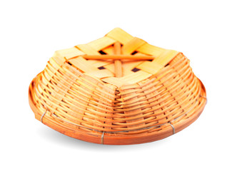 Obraz premium empty straw basket isolated on white background
